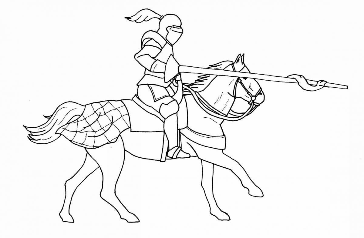 Great coloring knight on horseback
