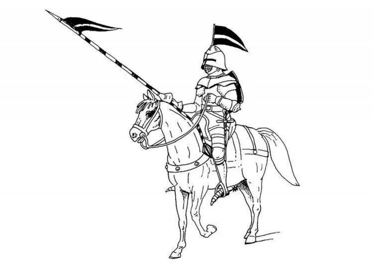 Radiant coloring page knight on horseback
