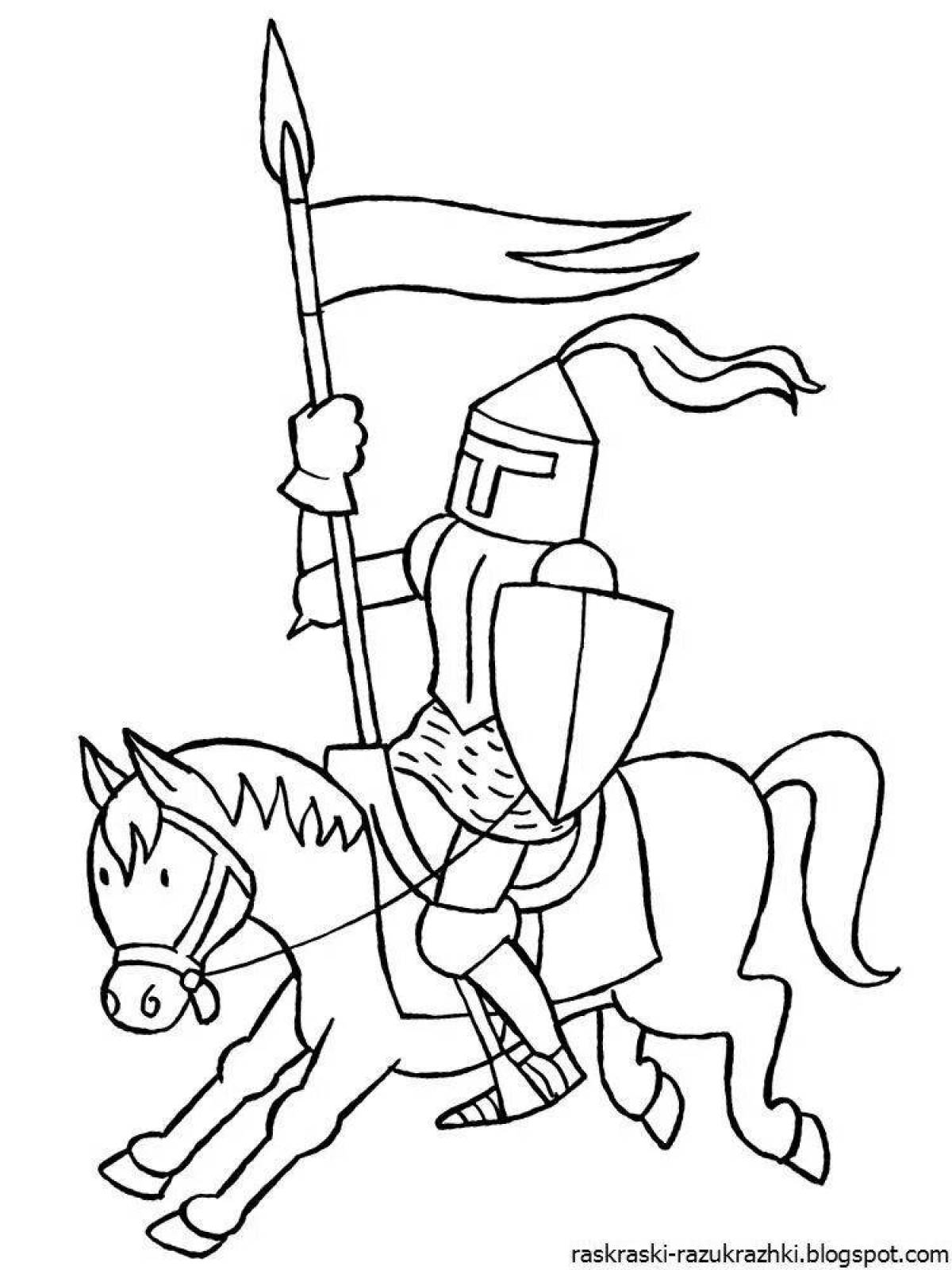 Famous knight on horseback coloring book