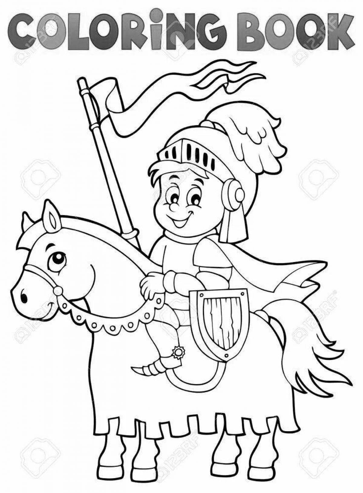 Sublime coloring page knight on horseback
