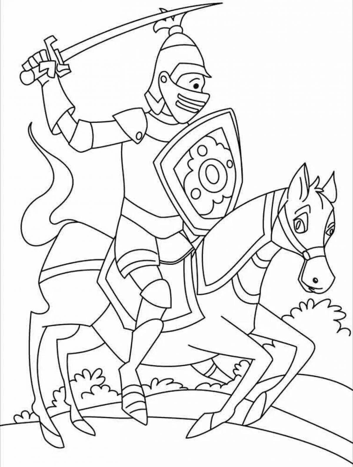 Luminous coloring knight on horseback