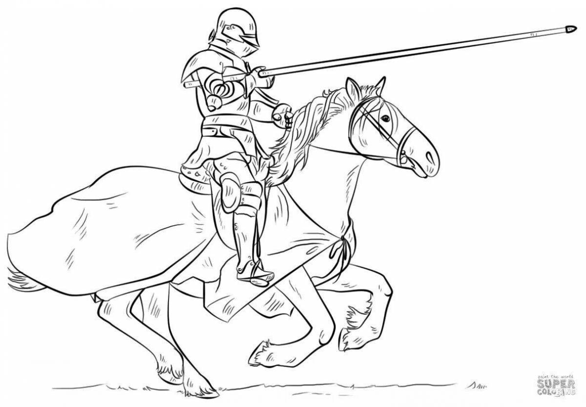 Blossoming coloring knight on horseback