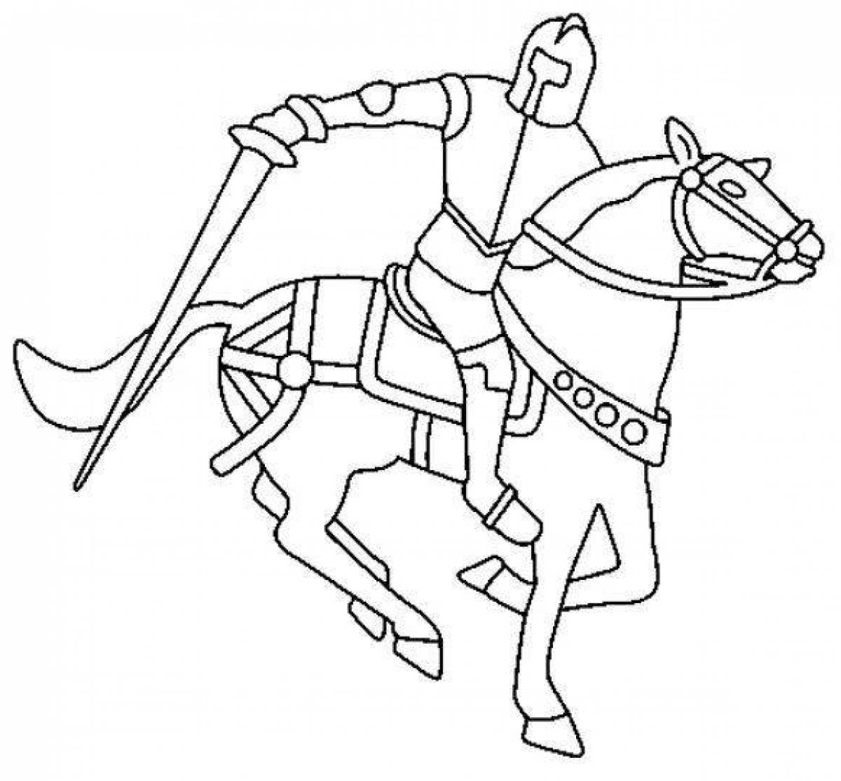 Великодушная раскраска рыцарь на коне