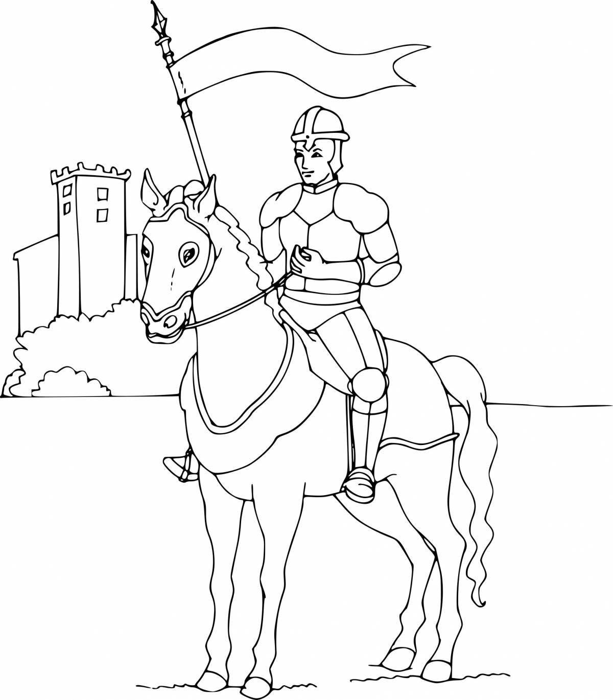 Galant coloring knight on horseback