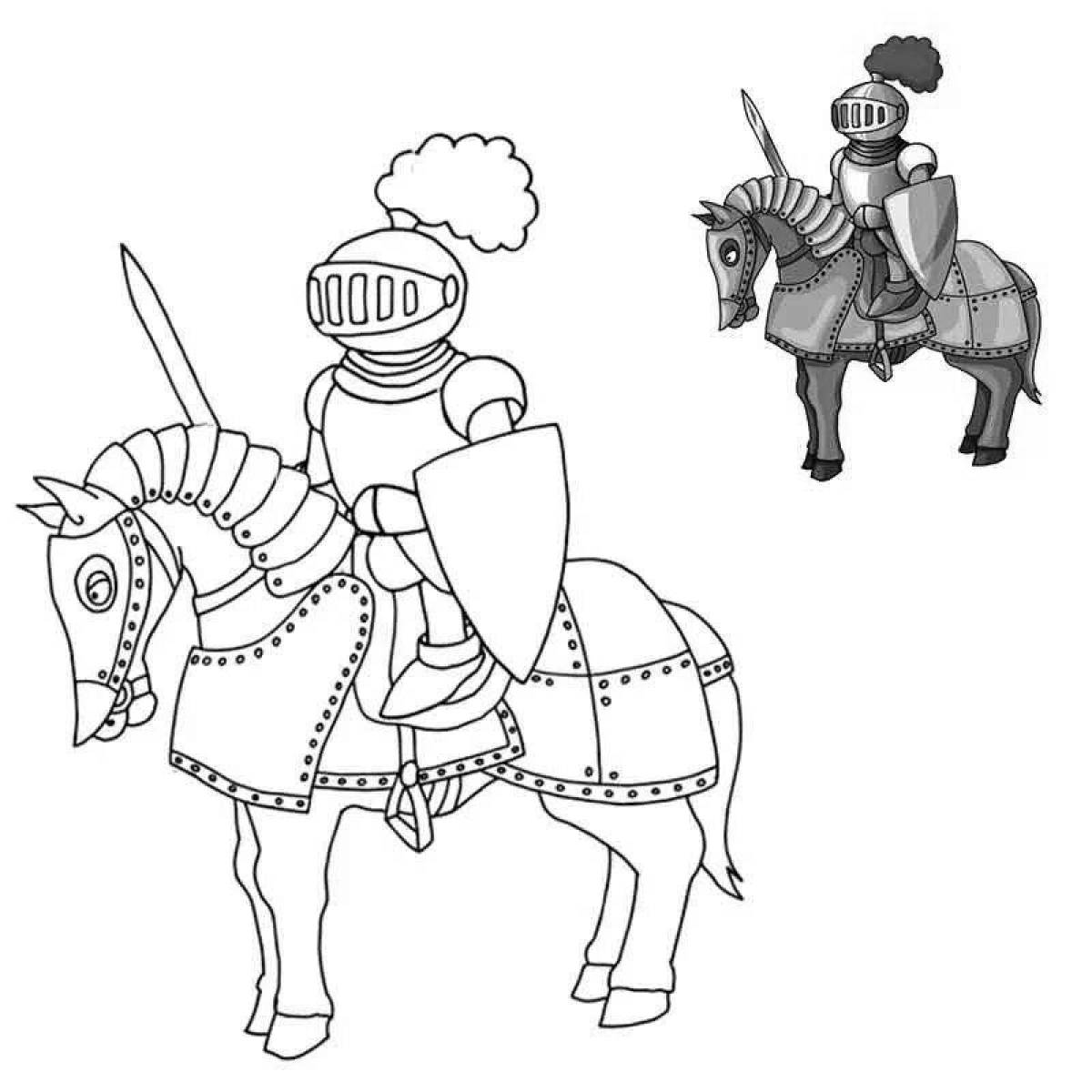 Bright coloring knight on horseback
