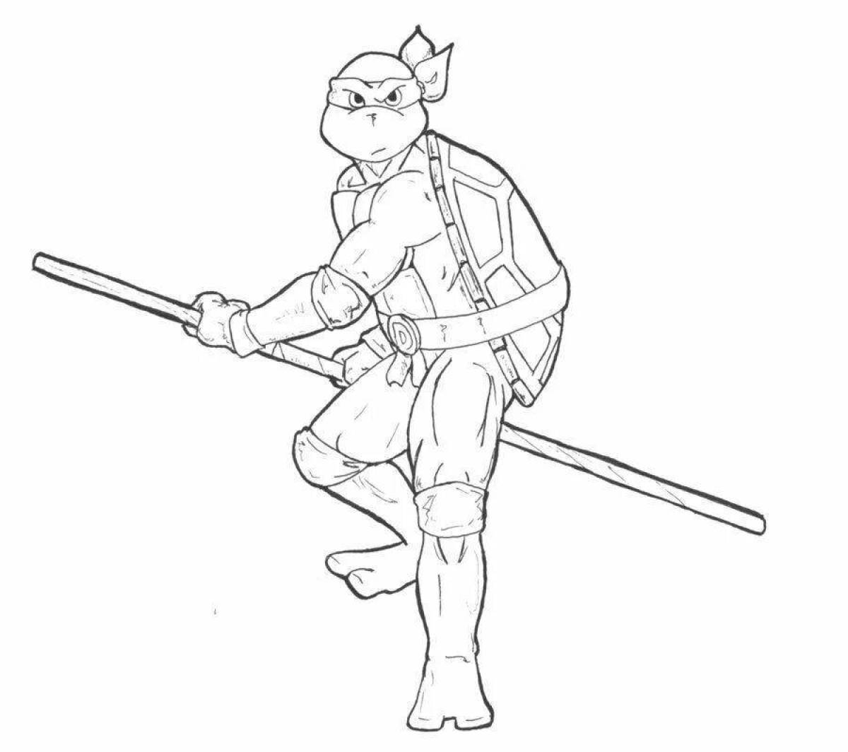 Joyful teenage mutant ninja turtles donatello coloring