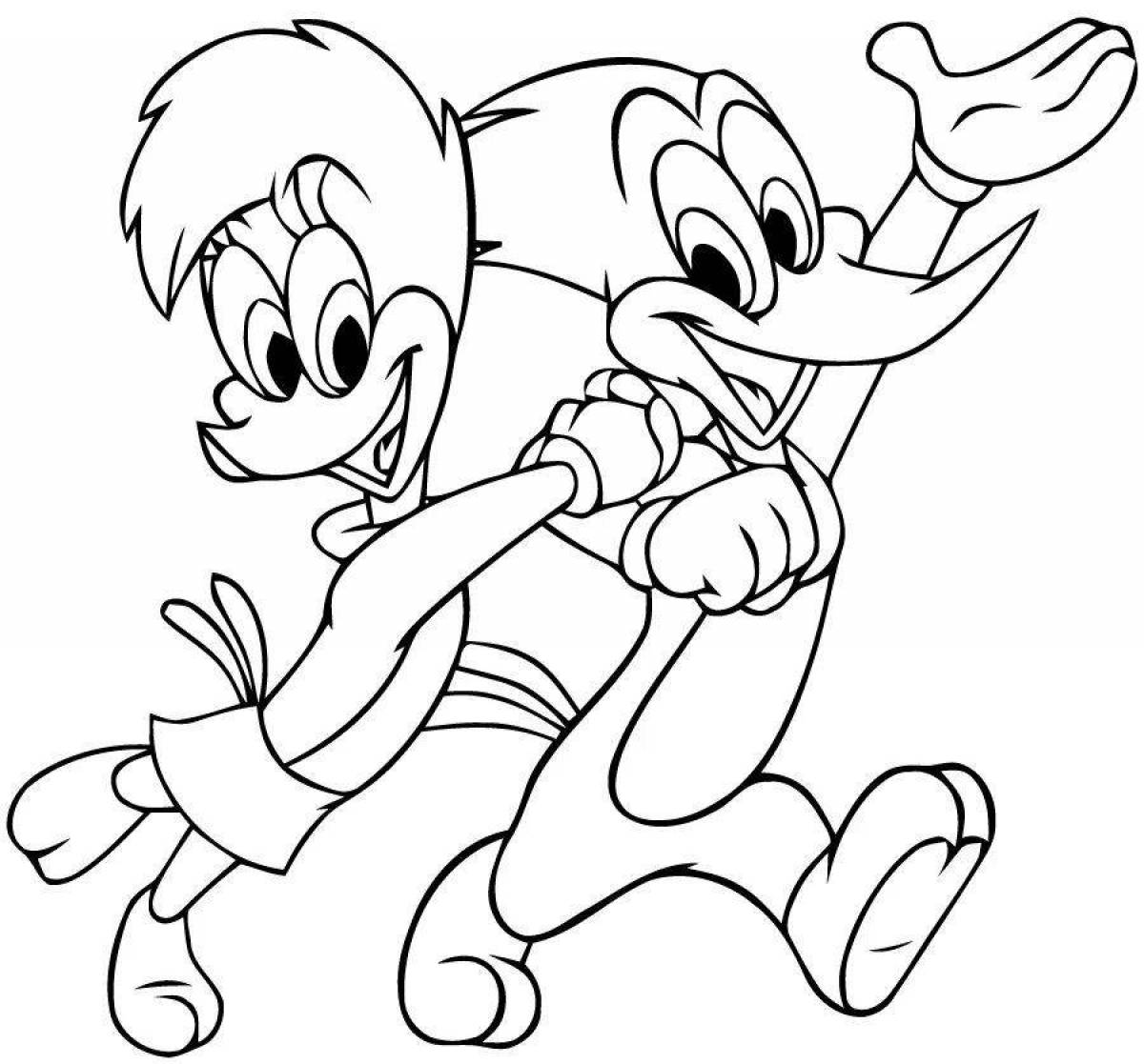 Cute cartoon character coloring page