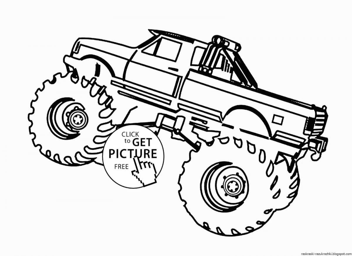 Adorable monster truck coloring page