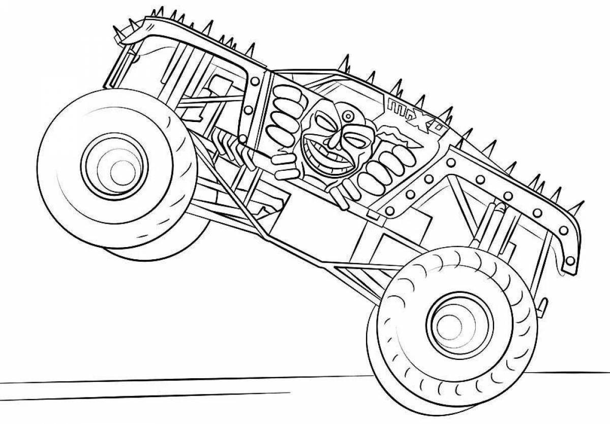 Colorfully illustrated monster truck coloring book