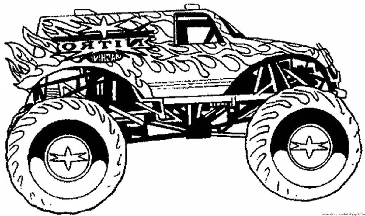 Colorful painted monster truck coloring book