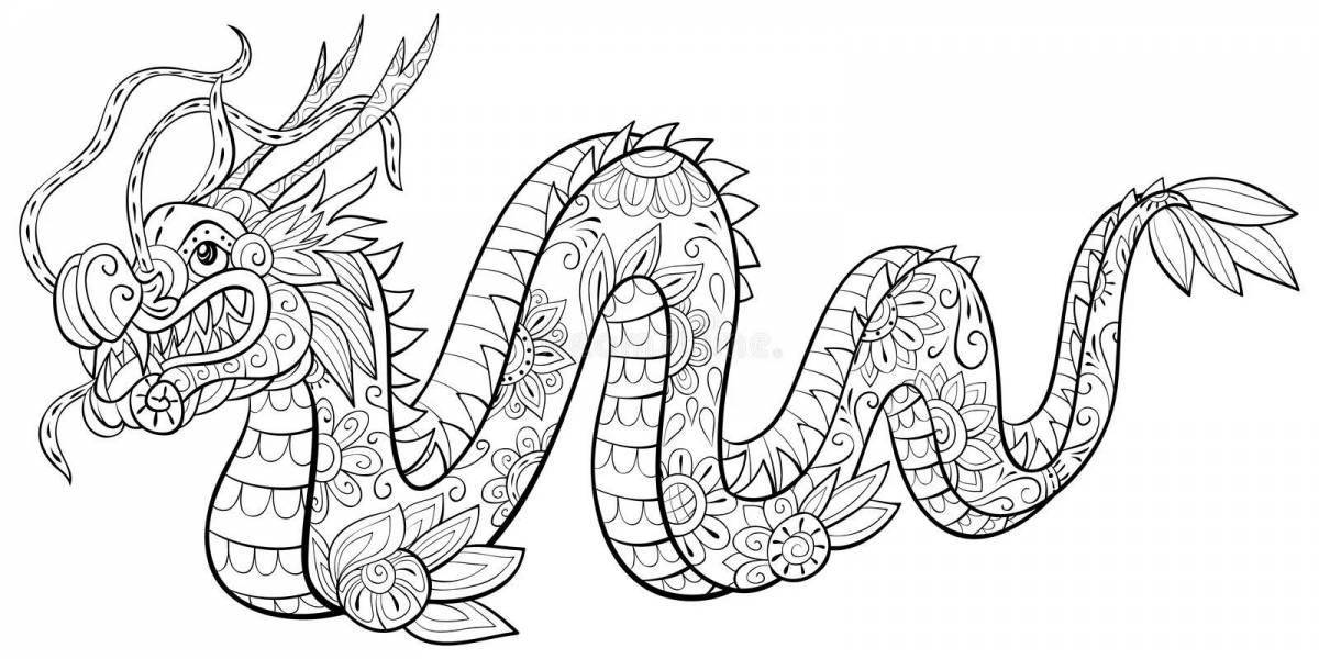 Radiant coloring page by numbers dragon