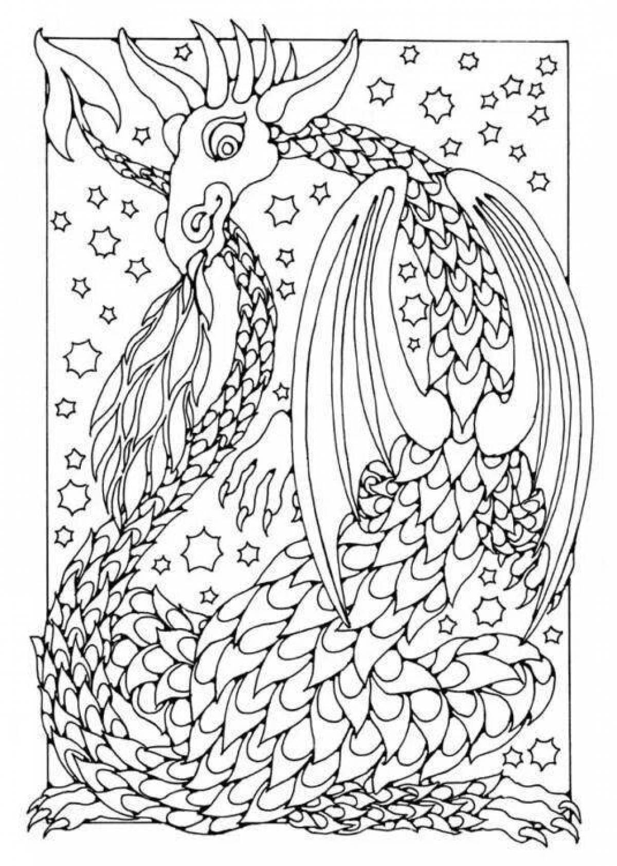 Sublime coloring page by numbers dragon