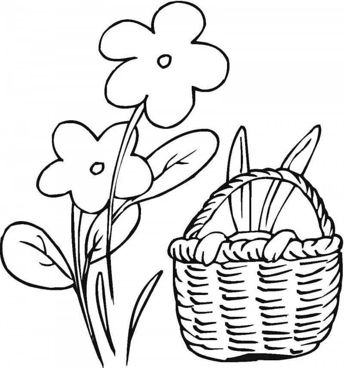 Colorful flower basket coloring book