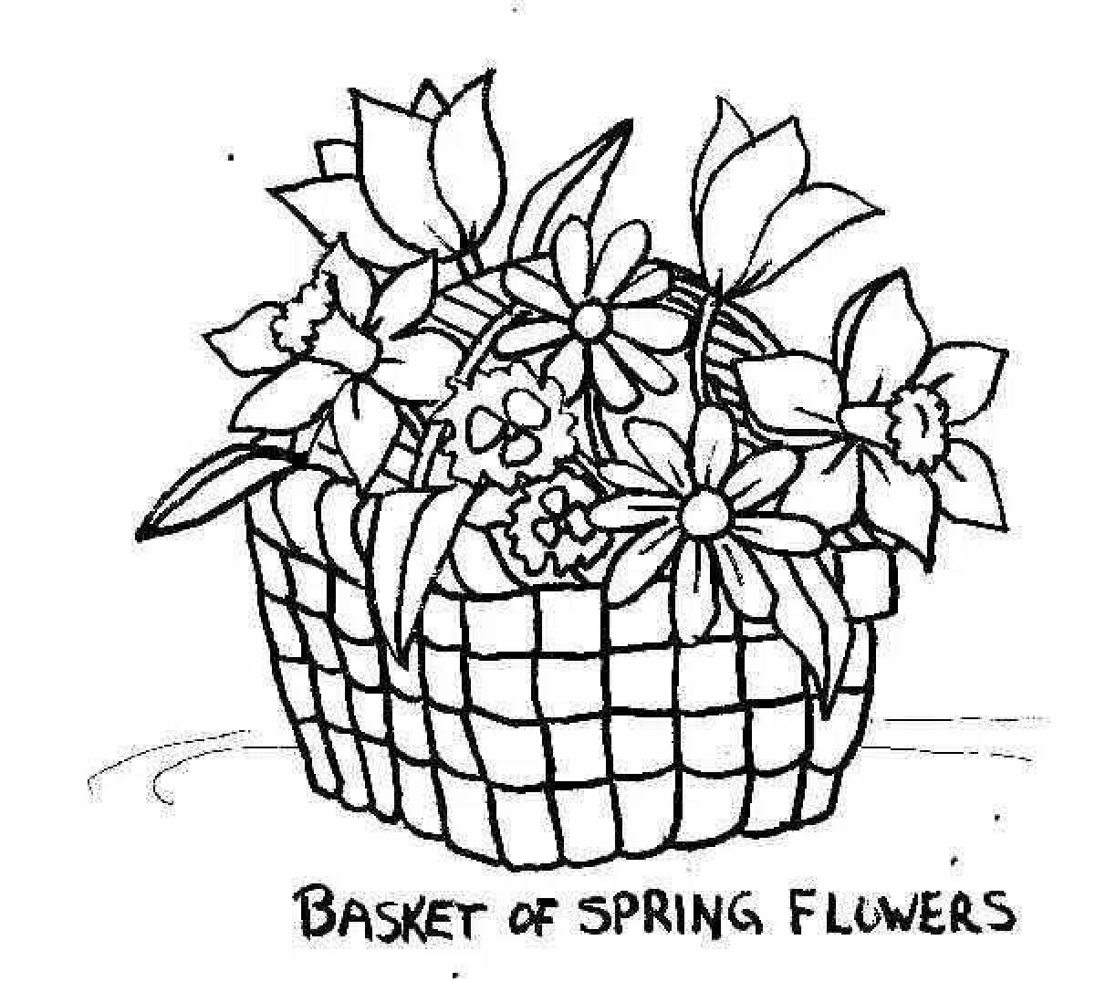 Exquisite flower basket coloring book