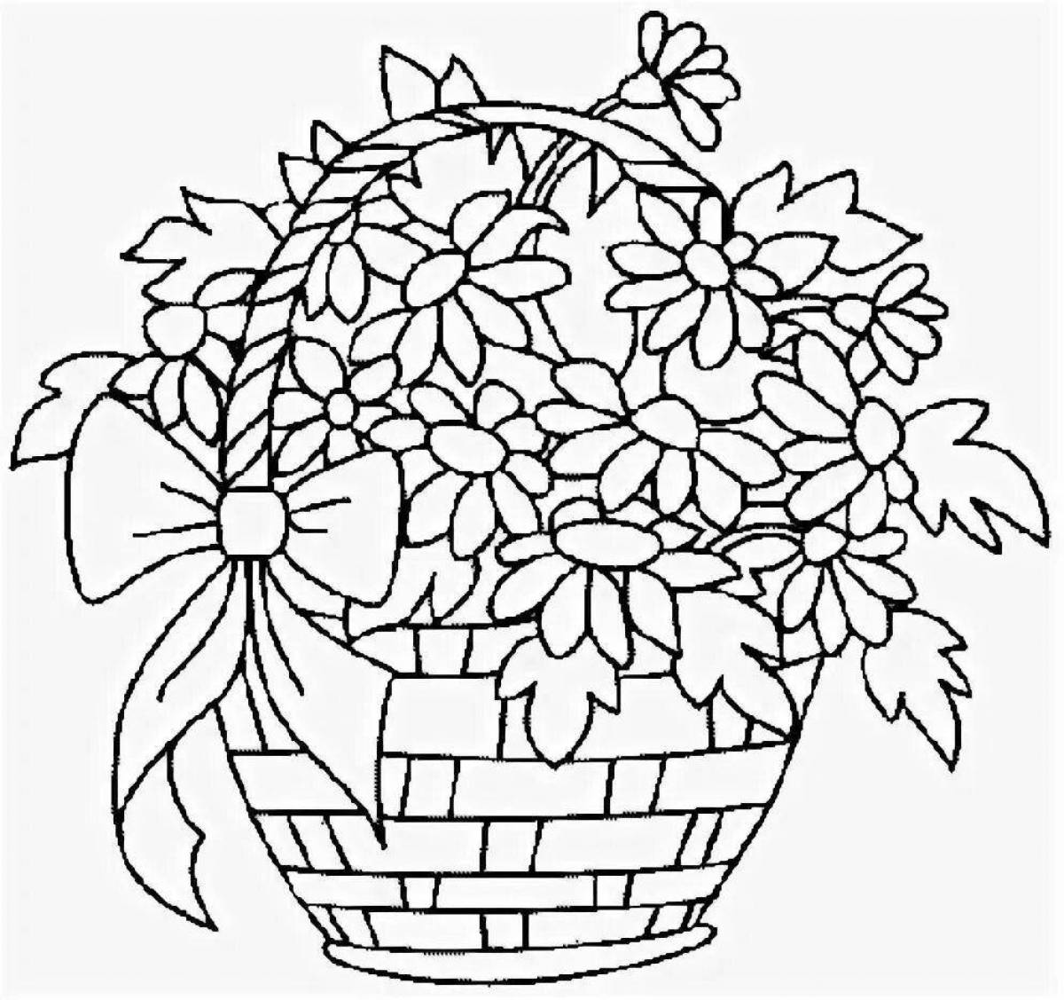 Coloring wild basket of flowers
