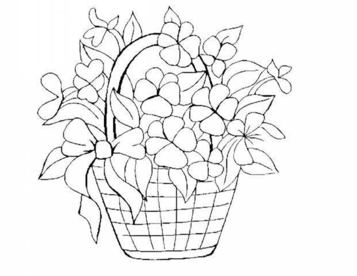 Coloring exotic flower basket
