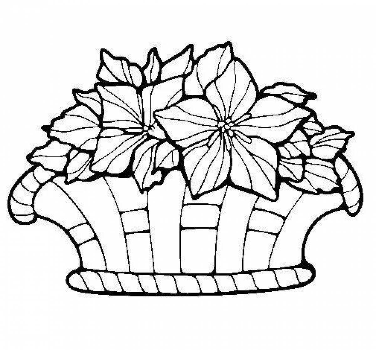 Coloring page dazzling basket of flowers