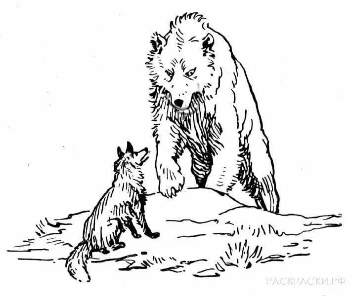 Bear and fox coloring page