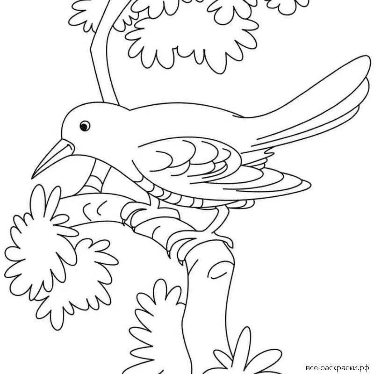 Glowing sparrow and crow coloring page