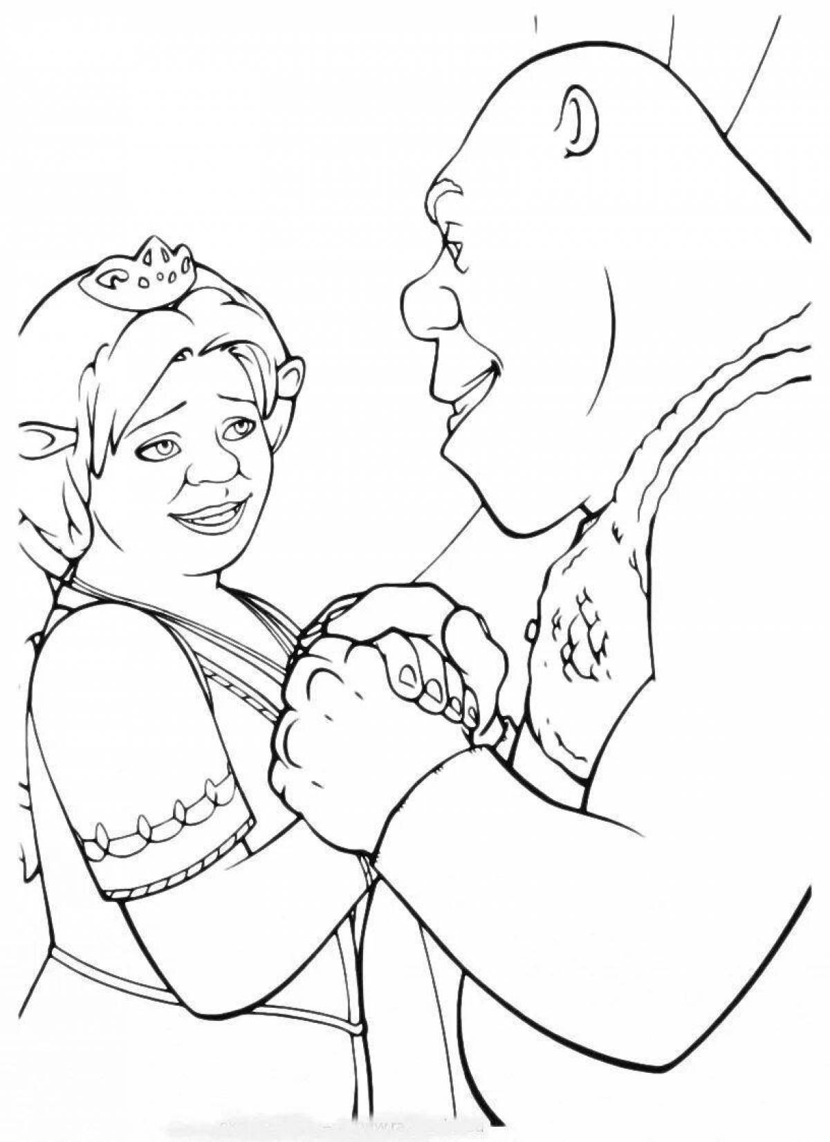 Bright coloring shrek and fiona