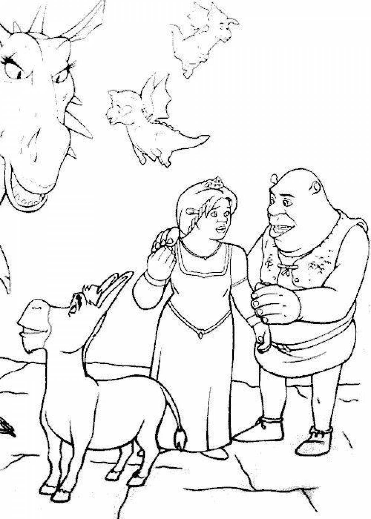Radiant coloring page shrek and fiona