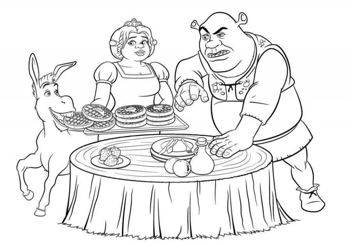 Fun coloring book Shrek and fiona