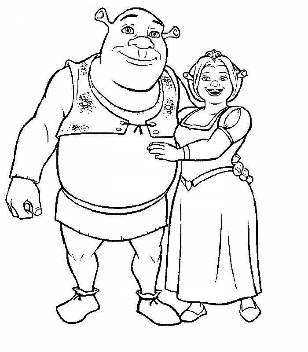 Serene coloring page shrek and fiona