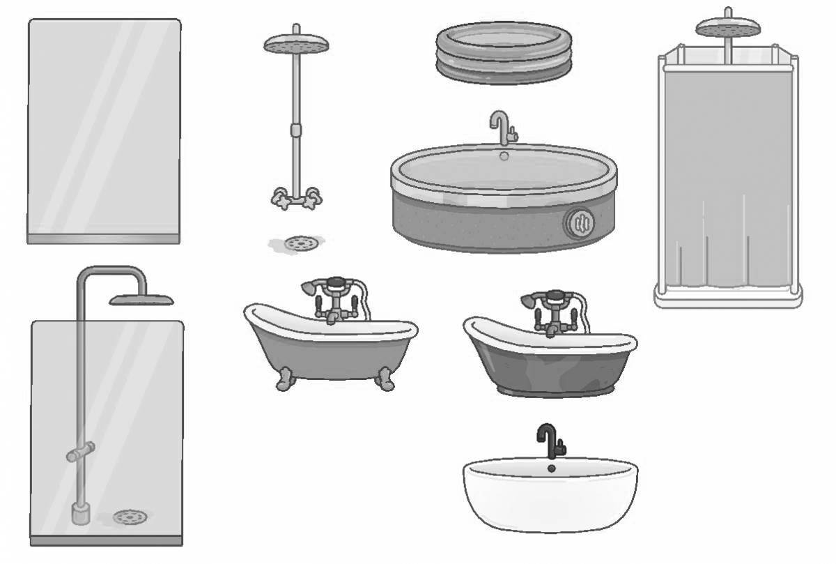 Tempting current side bathroom coloring page