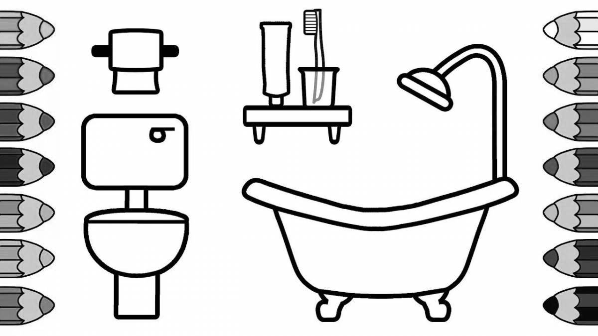 Improved current side bathroom coloring page