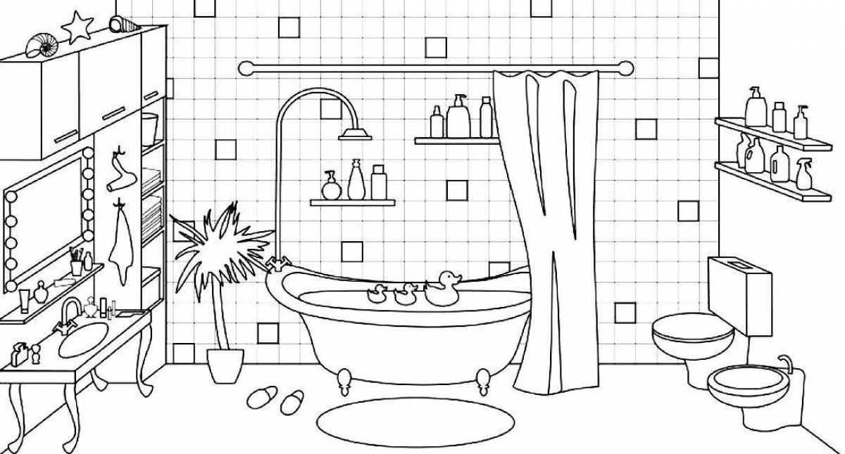 Luxury bathroom current side coloring page