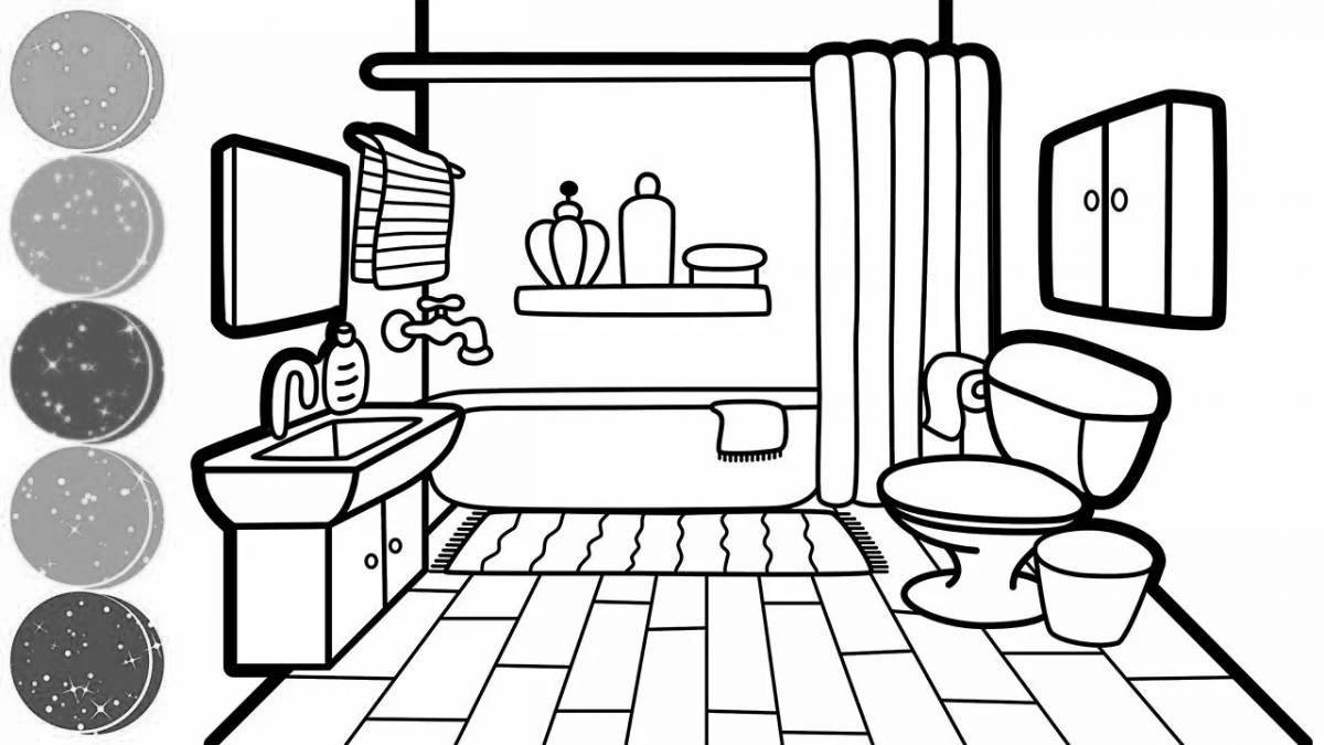 Coloring page glamorous current side of the bathroom