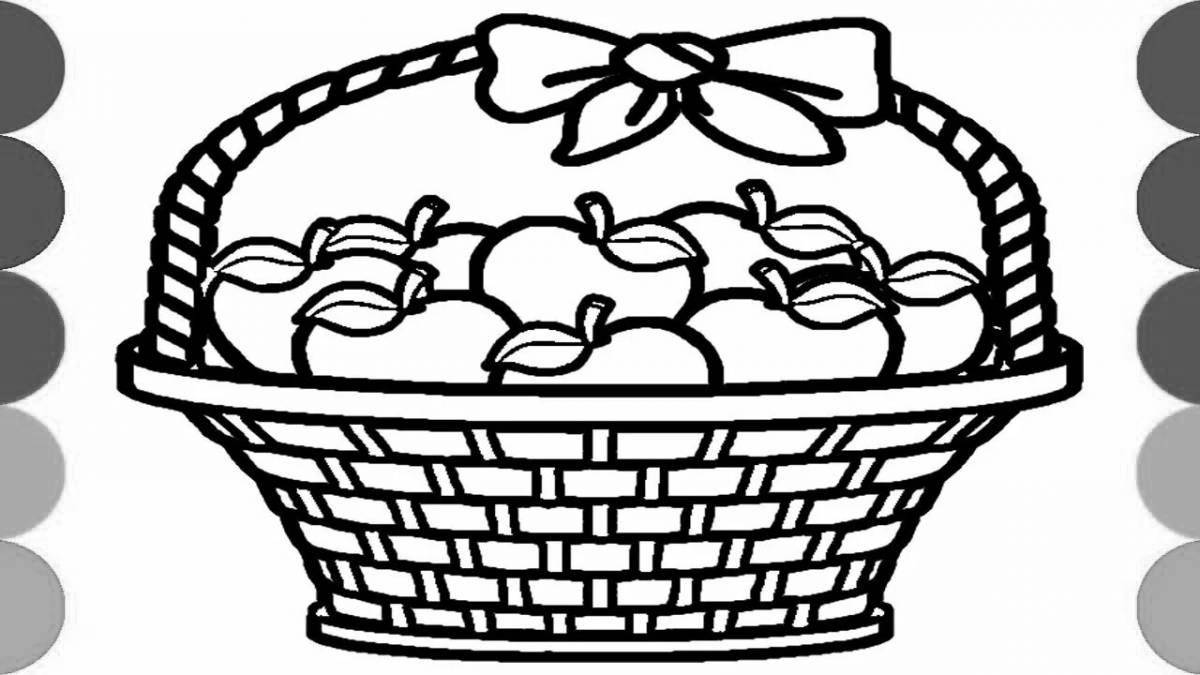 Coloring page festive food basket