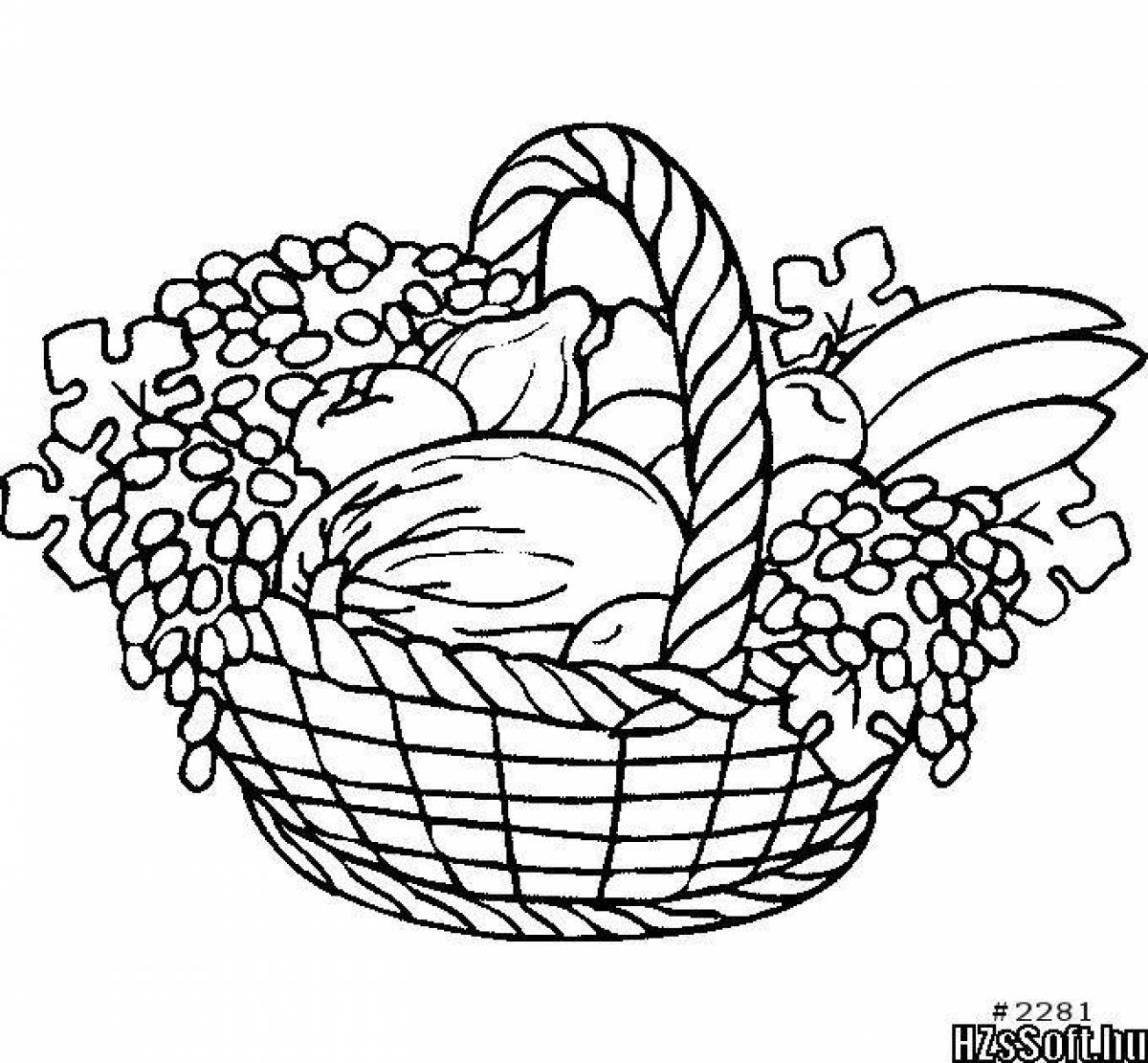 Coloring page living food basket