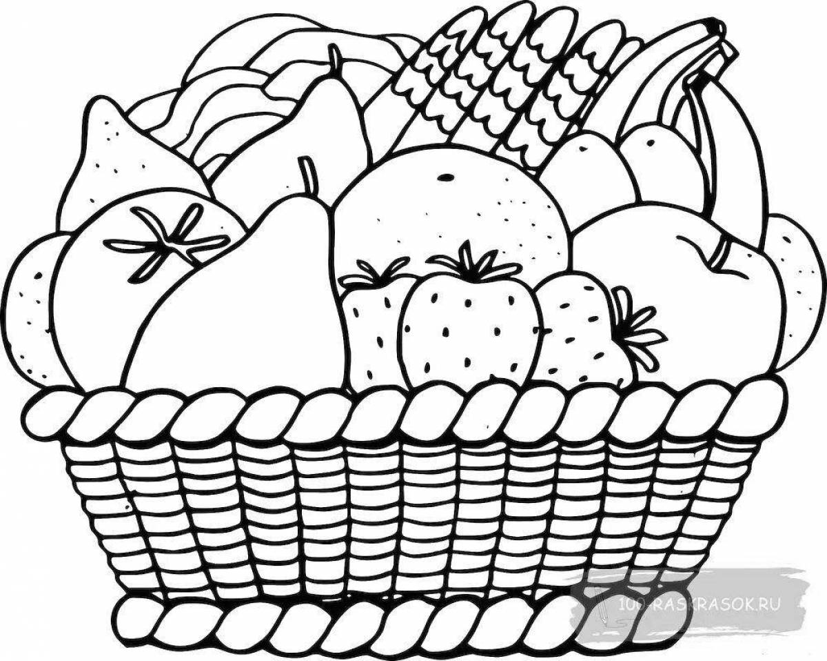 Coloring basket with nutritious food