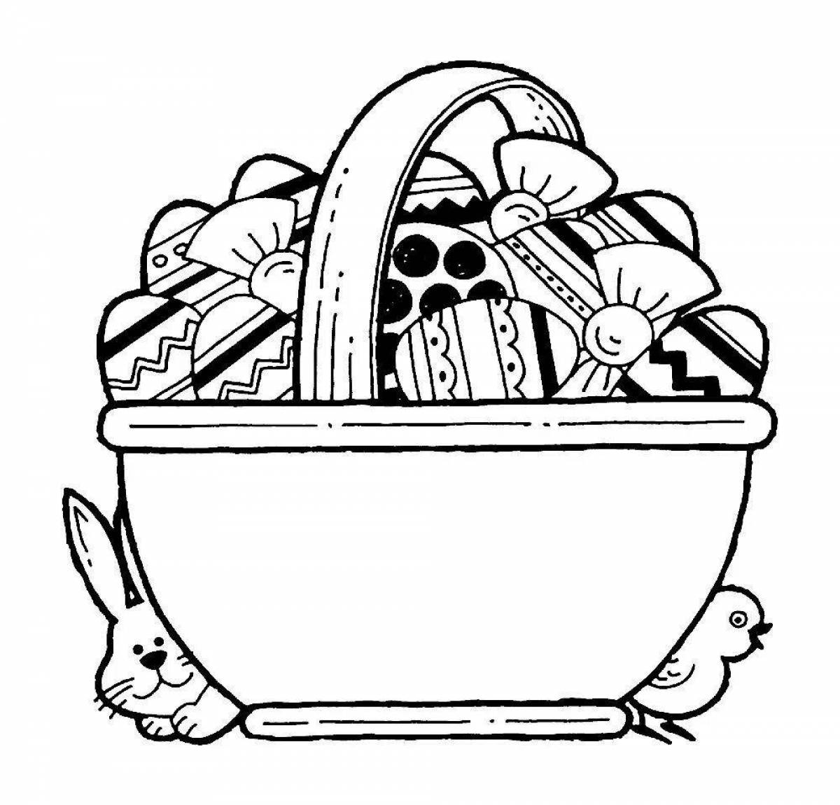 Coloring page rich basket of food