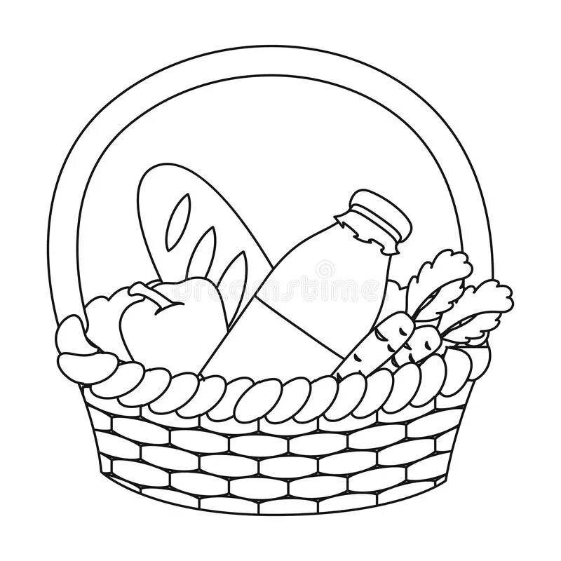 Colored food basket coloring book