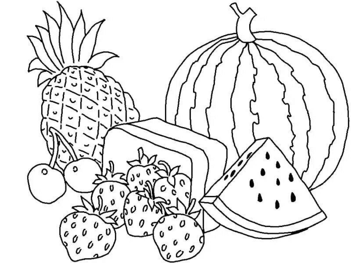 Coloring book abundant berries and fruits