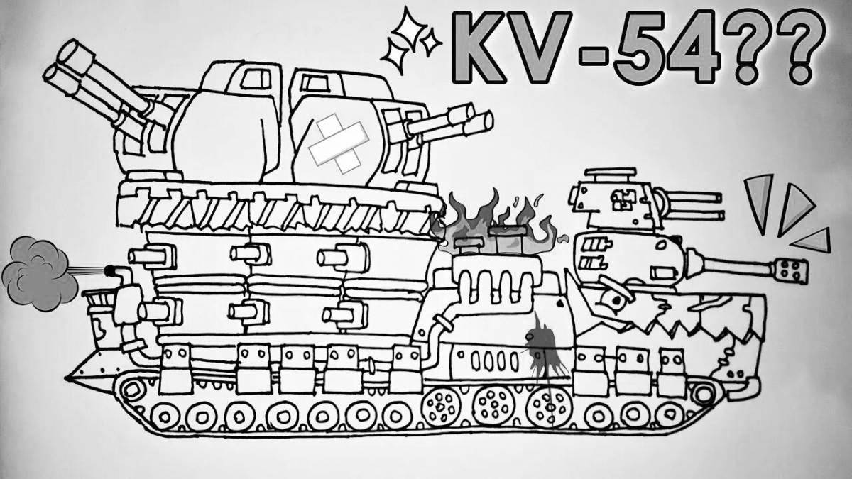 Luxury tank kv 54 coloring page