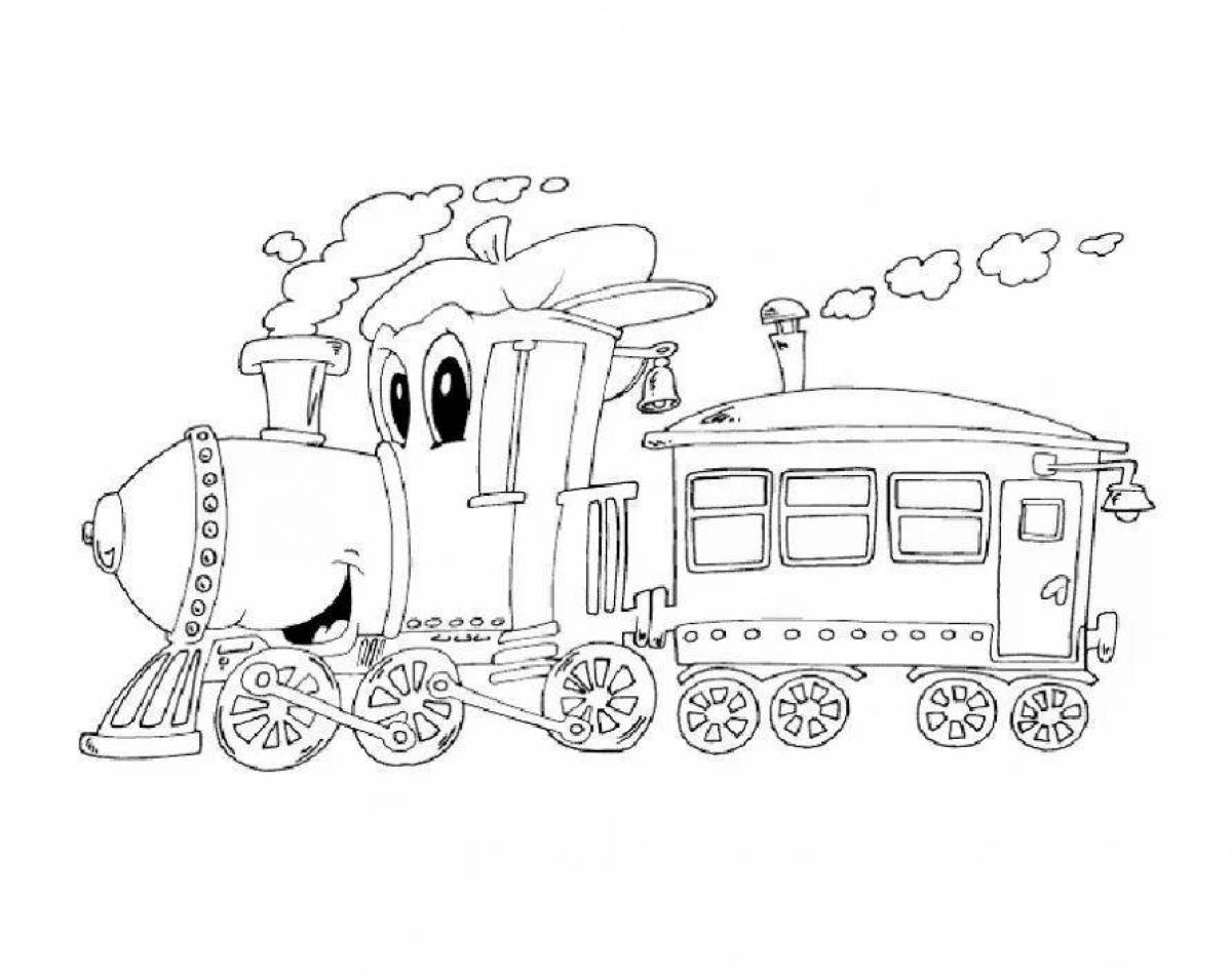 Раскраска великолепный паровоз с вагоном