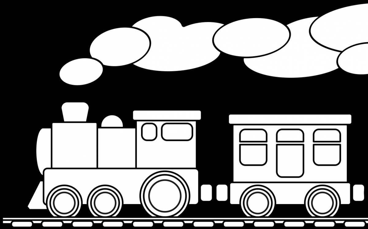 Coloring book shiny locomotive with wagon