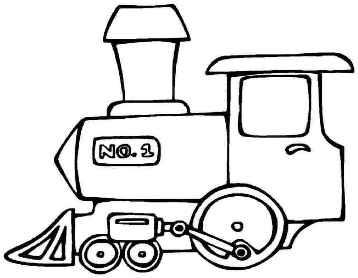 Colorful locomotive with wagon coloring book