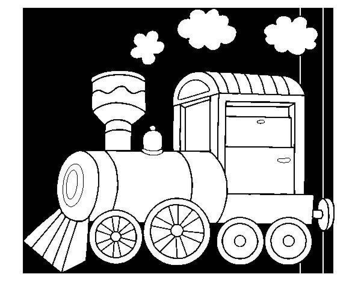 Brightly colored locomotive with wagon coloring page