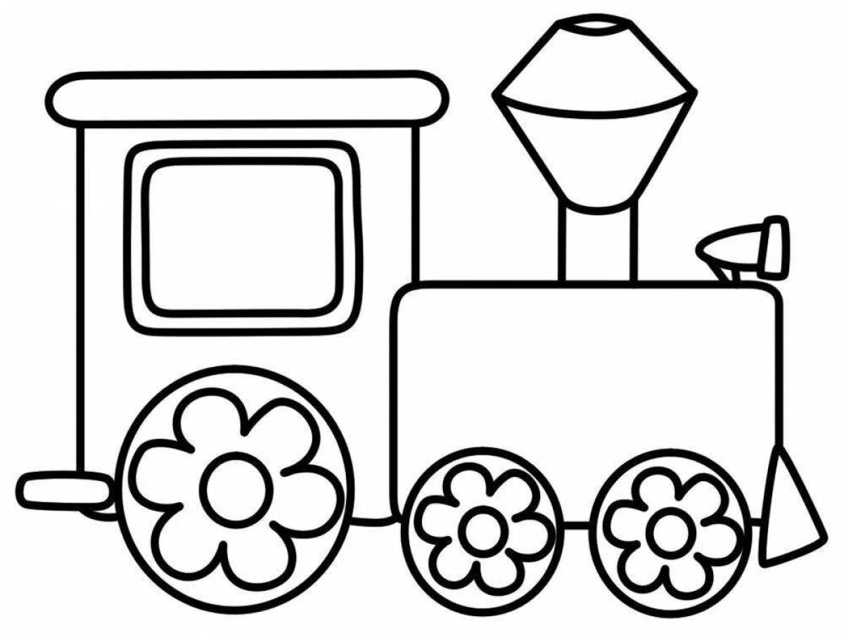 Coloring page charming steam locomotive with wagon