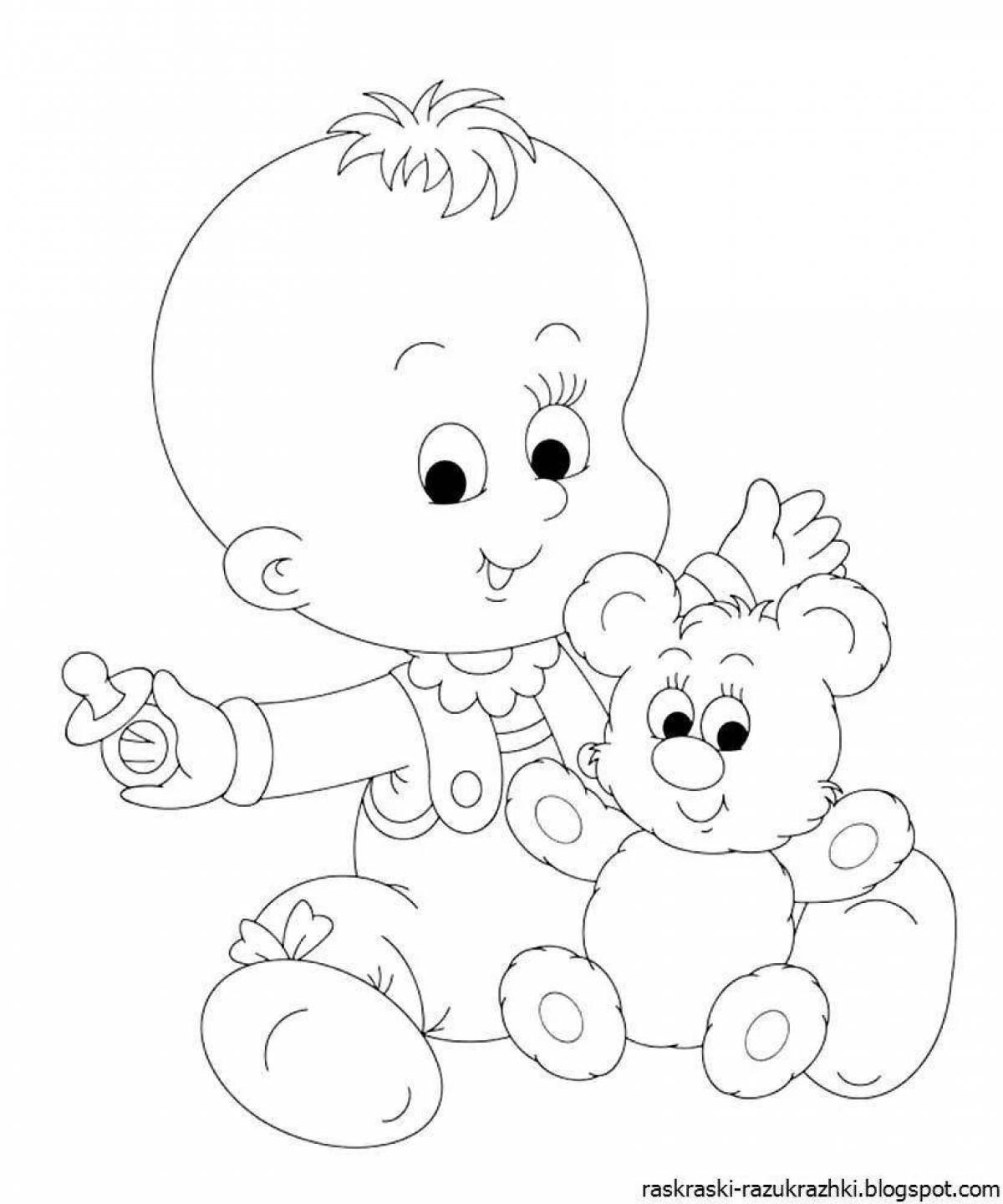 Color-mania coloring page for children baby