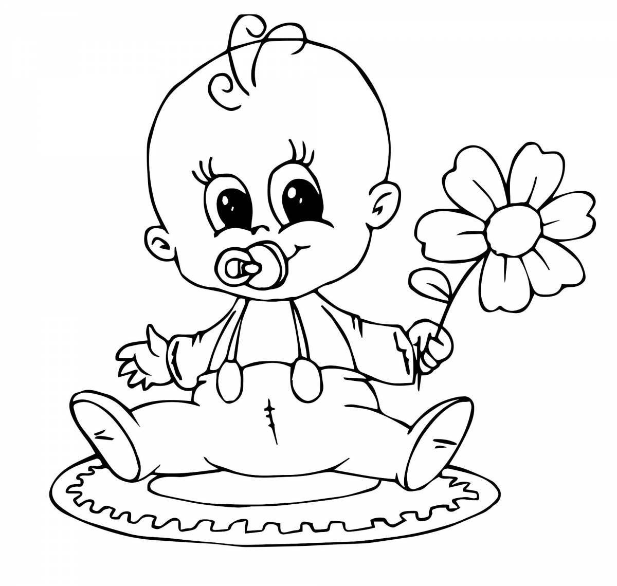 Color-party coloring page for children baby