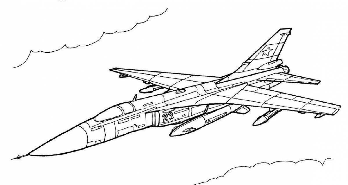 Decorated drawing of a military aircraft