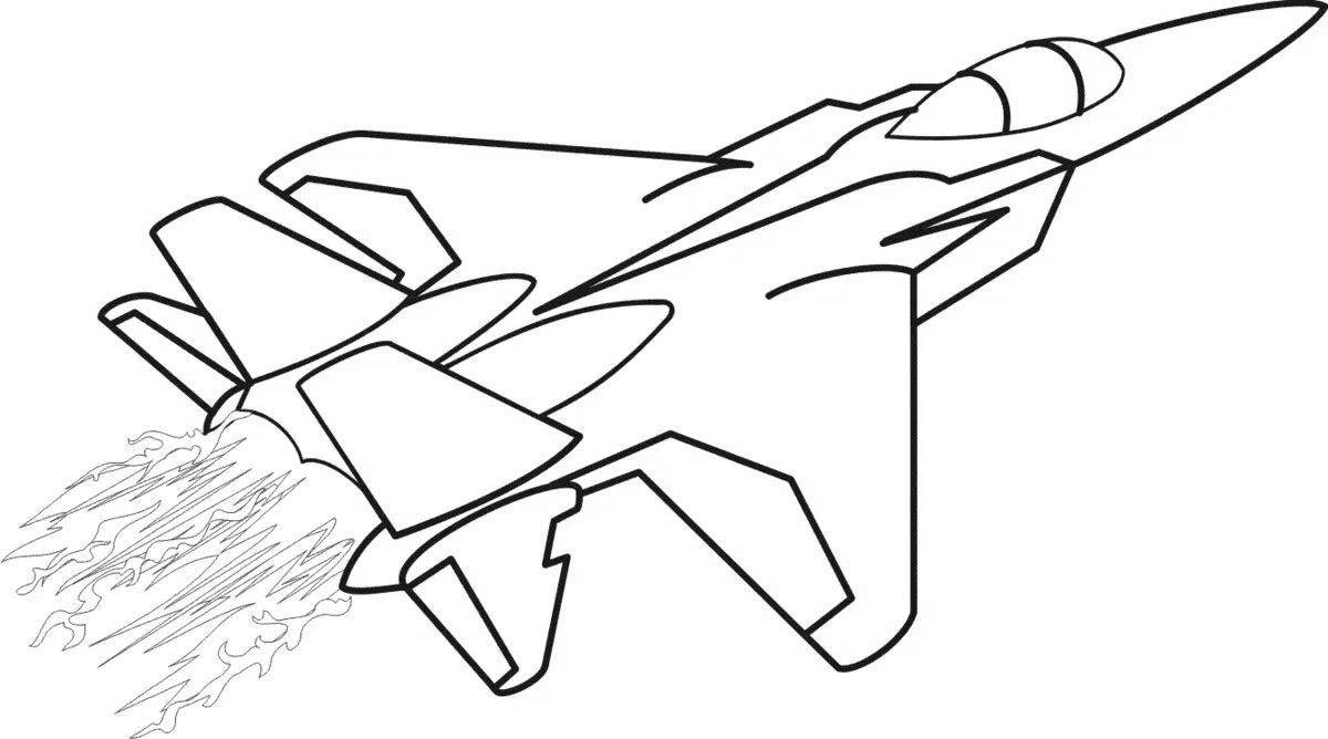 Colorful military aircraft coloring page