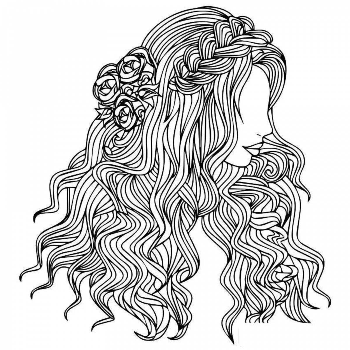 Восхитительные раскраски для девочек с длинными волосами