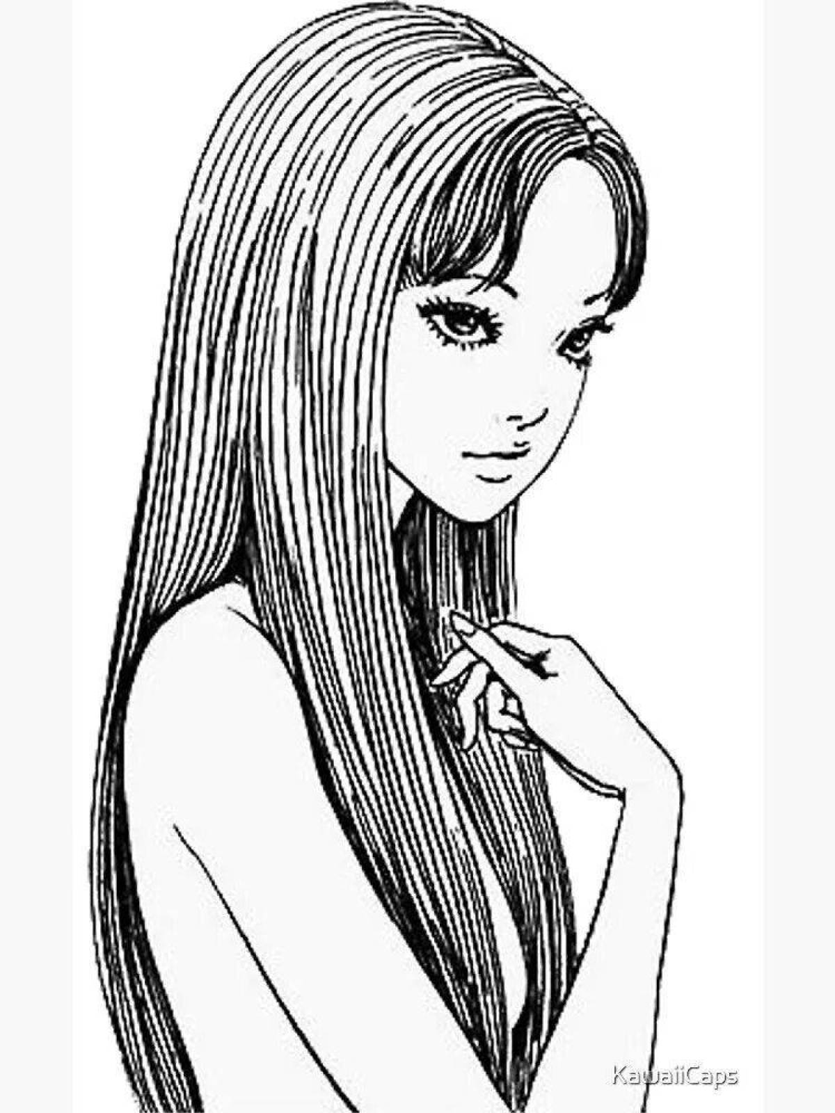 Beautiful coloring pages of a girl with long hair