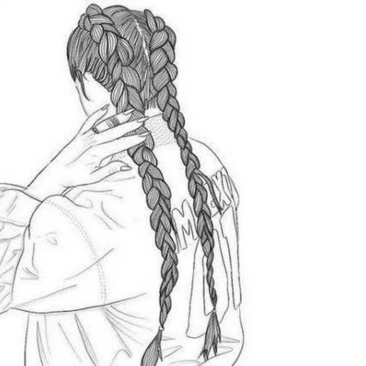 Ослепительная раскраска девочки с длинными волосами